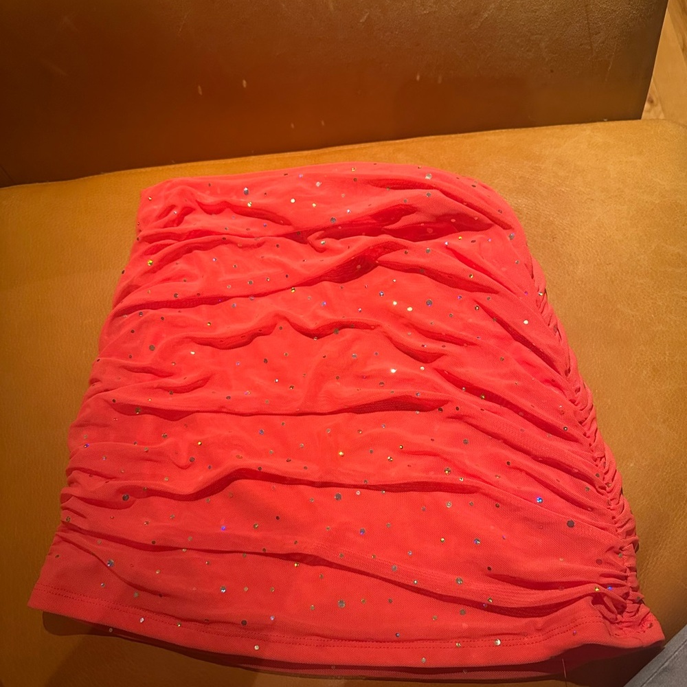 SHEIN Coral Mini Skirt with Glitter Accents